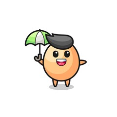 cute egg illustration holding an umbrella