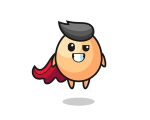 the cute egg character as a flying superhero