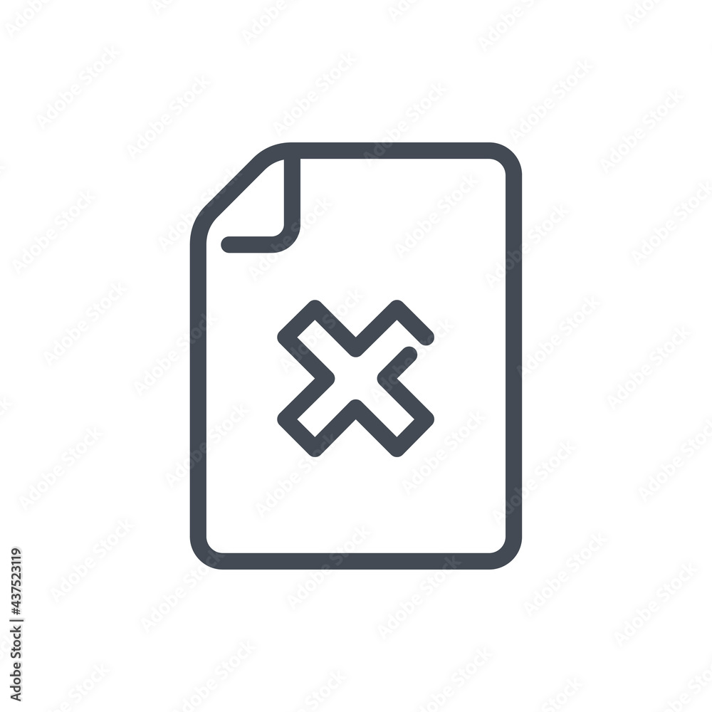 Poster cancel document line icon. wrong doc and delete file vector outline sign.