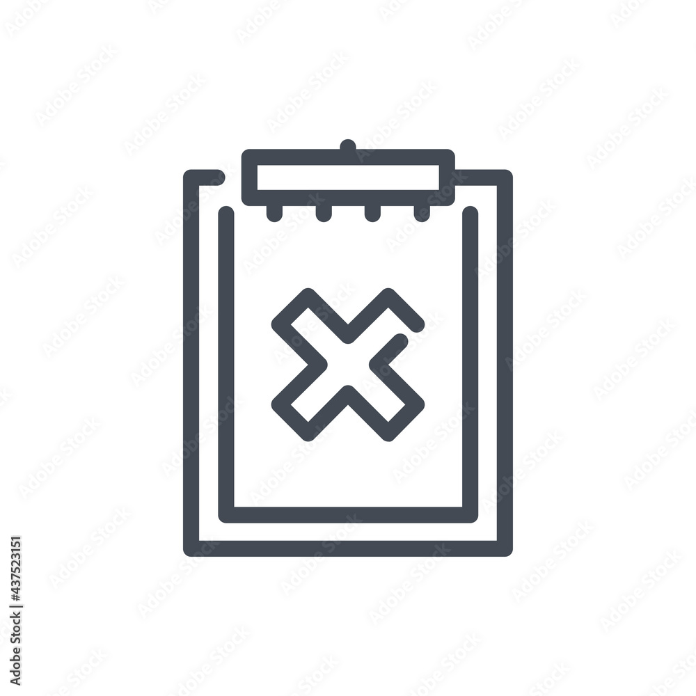 Poster cancel clipboard and delete task list line icon. cancellation and rejection survey vector outline si