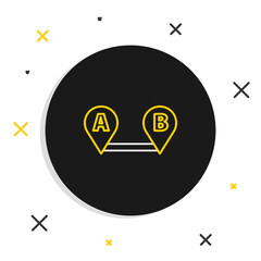 Line Route location icon isolated on white background. Map pointer sign. Concept of path or road. GPS navigator. Colorful outline concept. Vector