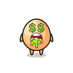 egg character with an expression of crazy about money