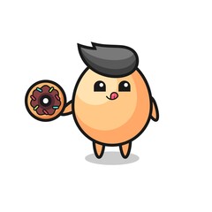 illustration of an egg character eating a doughnut