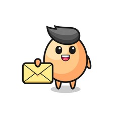 cartoon illustration of egg holding a yellow letter