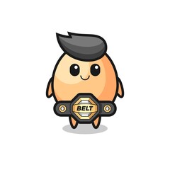 the MMA fighter egg mascot with a belt