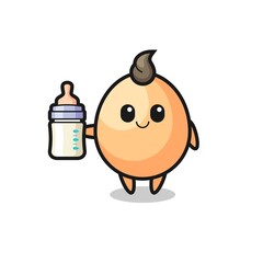 baby egg cartoon character with milk bottle