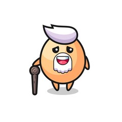 cute egg grandpa is holding a stick