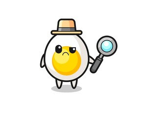the mascot of cute boiled egg as a detective