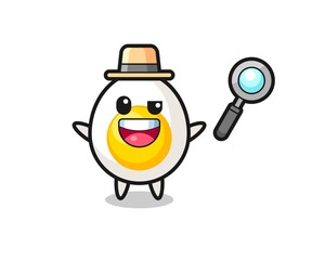 illustration of the boiled egg mascot as a detective who manages to solve a case