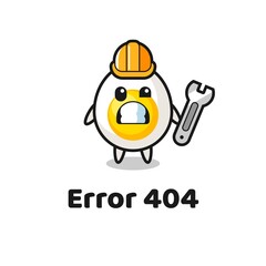 error 404 with the cute boiled egg mascot