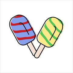 ice cream and desserts. set of colored vector icons in flat style