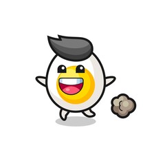 the happy boiled egg cartoon with running pose