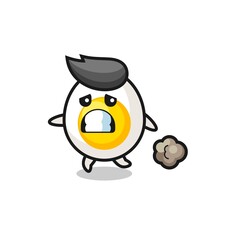 illustration of the boiled egg running in fear