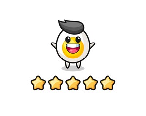 the illustration of customer bad rating, boiled egg cute character with 1 star