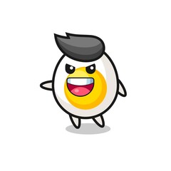 evil expression of the boiled egg cute mascot character