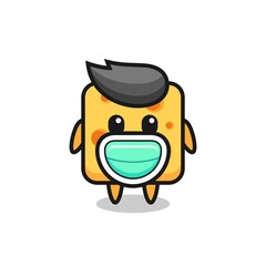 cute cheese cartoon wearing a mask