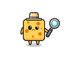 the mascot of cute cheese as a detective