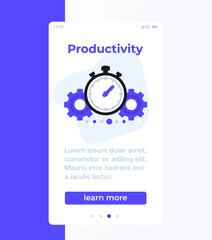 productivity mobile banner with vector icon