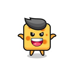 the illustration of cute cheese doing scare gesture