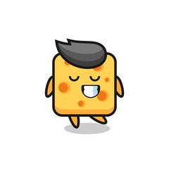 cheese cartoon illustration with a shy expression