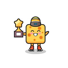 Fototapeta premium the illustration of customer best rating, cheese cute character with 5 stars
