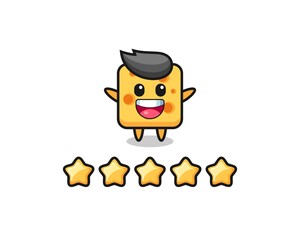 the illustration of customer bad rating, cheese cute character with 1 star