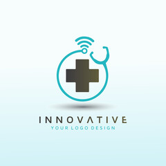 Obraz premium Doctor Tech e health care vector logo