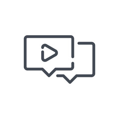 Video message line icon. Video communication and online dialogue vector outline sign.