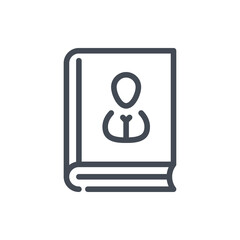 Address book and diary line icon. Book with information about a person vector outline sign.