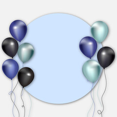 Happy birthday card with balloons on pastel background and blank area for greeting. Vector illustration.