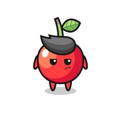 cute cherry character with suspicious expression