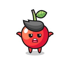 cherry mascot character saying I do not know