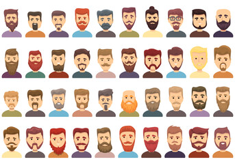 Beard icons set. Cartoon set of beard vector icons for web design - obrazy, fototapety, plakaty