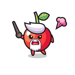 Naklejka premium cute cherry grandpa is getting angry