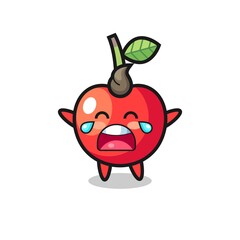 the illustration of crying cherry cute baby