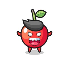 illustration of evil cherry mascot character
