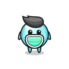 cute bubble cartoon wearing a mask