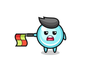 bubble character as line judge hold the flag straight horizontally