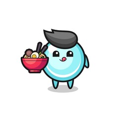 cute bubble character eating noodles