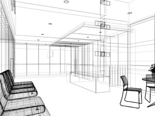 Sketch design of interior reception