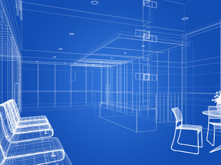 Sketch design of interior reception