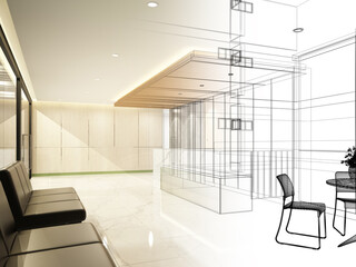 Sketch design of interior reception