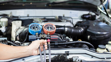 Car air conditioner check service, leak detection, fill refrigerant.Device and meter liquid cooling...