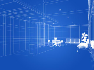 Sketch design of interior reception