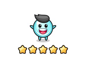 the illustration of customer best rating, bubble cute character with 5 stars