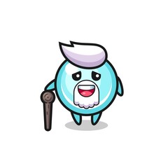 cute bubble grandpa is holding a stick