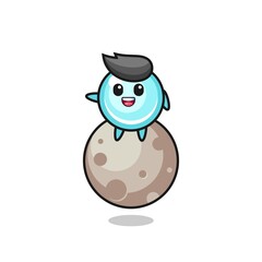 illustration of bubble cartoon sitting on the moon