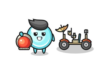 the cute bubble as astronaut with a lunar rover
