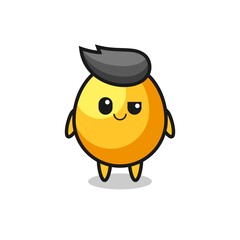 golden egg cartoon with an arrogant expression