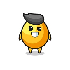 cute golden egg mascot with an optimistic face